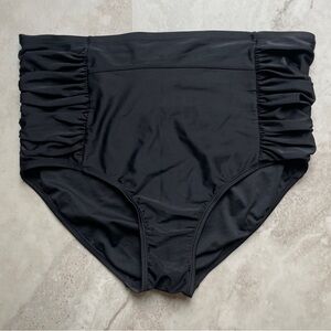 Ava & Viv Black Ruched High-Waisted Bikini